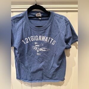 JERZEES Boys Size Medium Blue & White 1.21 Gigawatts  Short Sleeve Tee S…